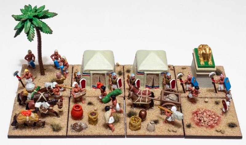 New_Kingdom_Egyptian_05.jpg (840.92 KiB) 6479 mal betrachtet Das Lager. Rechts unten Bodycount auf ägyptische Art: Hände der gefallenen Feinde abhacken und zählen.